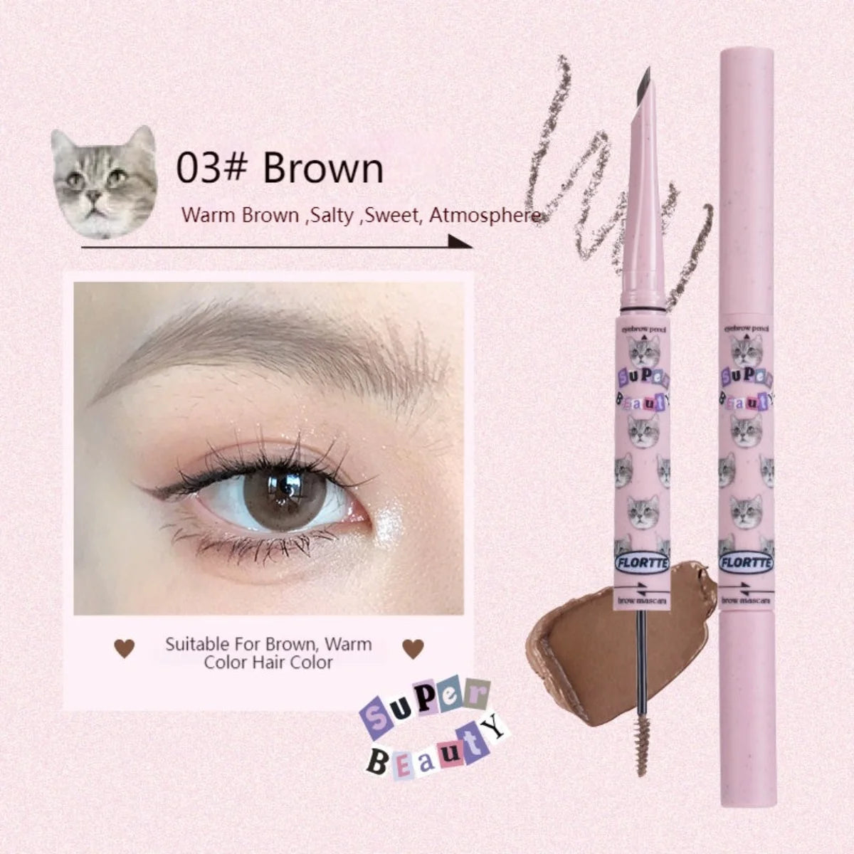 Flortte: Eyebrow Pencil Brow Mascara