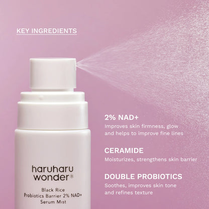 Haruharu Wonder: Black Rice Probiotics Barrier 2% NAD+ Serum Mist