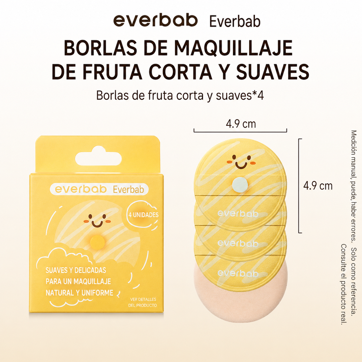 everbab: Set de Esponjas Redondas (4 piezas)