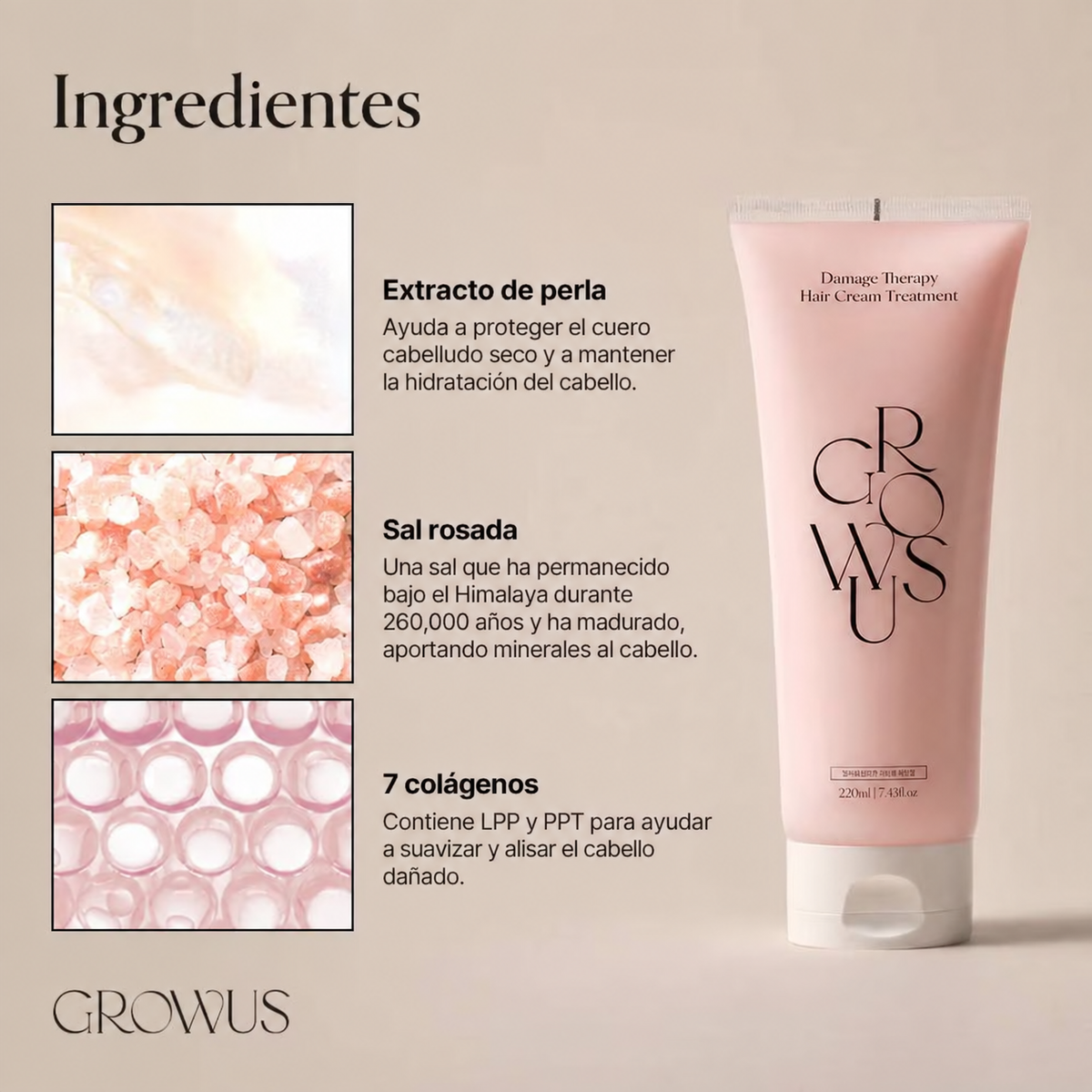GROWUS: Damage Therapy Hair Treatment EX sumin k beauty panama